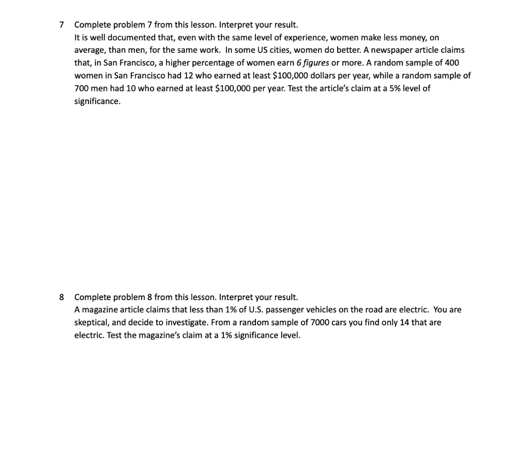 Solved 5 Complete problem 5 from this lesson. Interpret your | Chegg.com