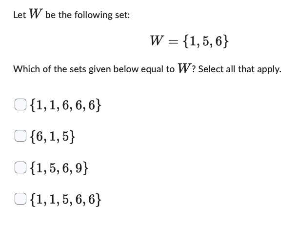 Solved Consider The Following Sets: | Chegg.com