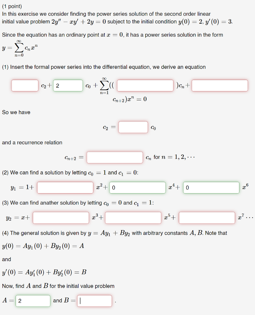 Solved (1 point) In this exercise we consider finding the | Chegg.com