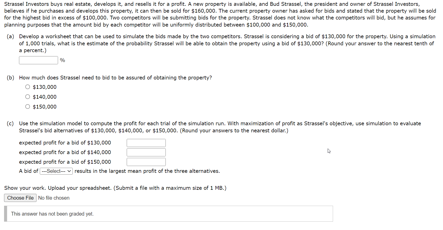 Solved Strassel Investors buys real estate, develops it, and