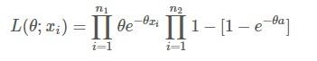 Solved П1 п2 L(0; x) = Пее-өг П1- [1 – e-вај i=1 i=1 | Chegg.com