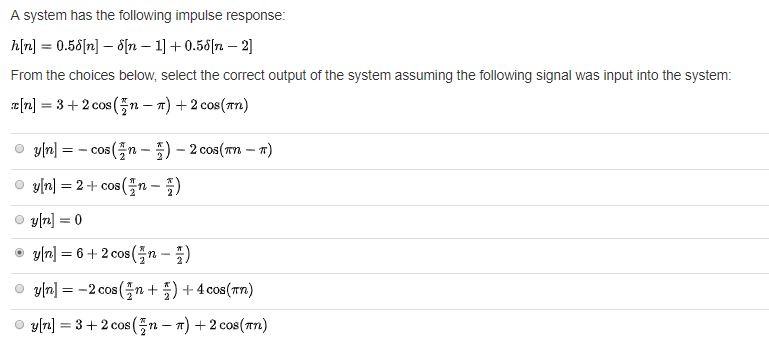 Solved A system has the following impulse response: From the | Chegg.com