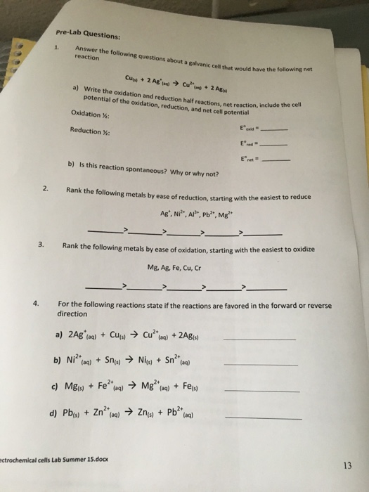 Solved Answer the following questions about a galvanic cell | Chegg.com