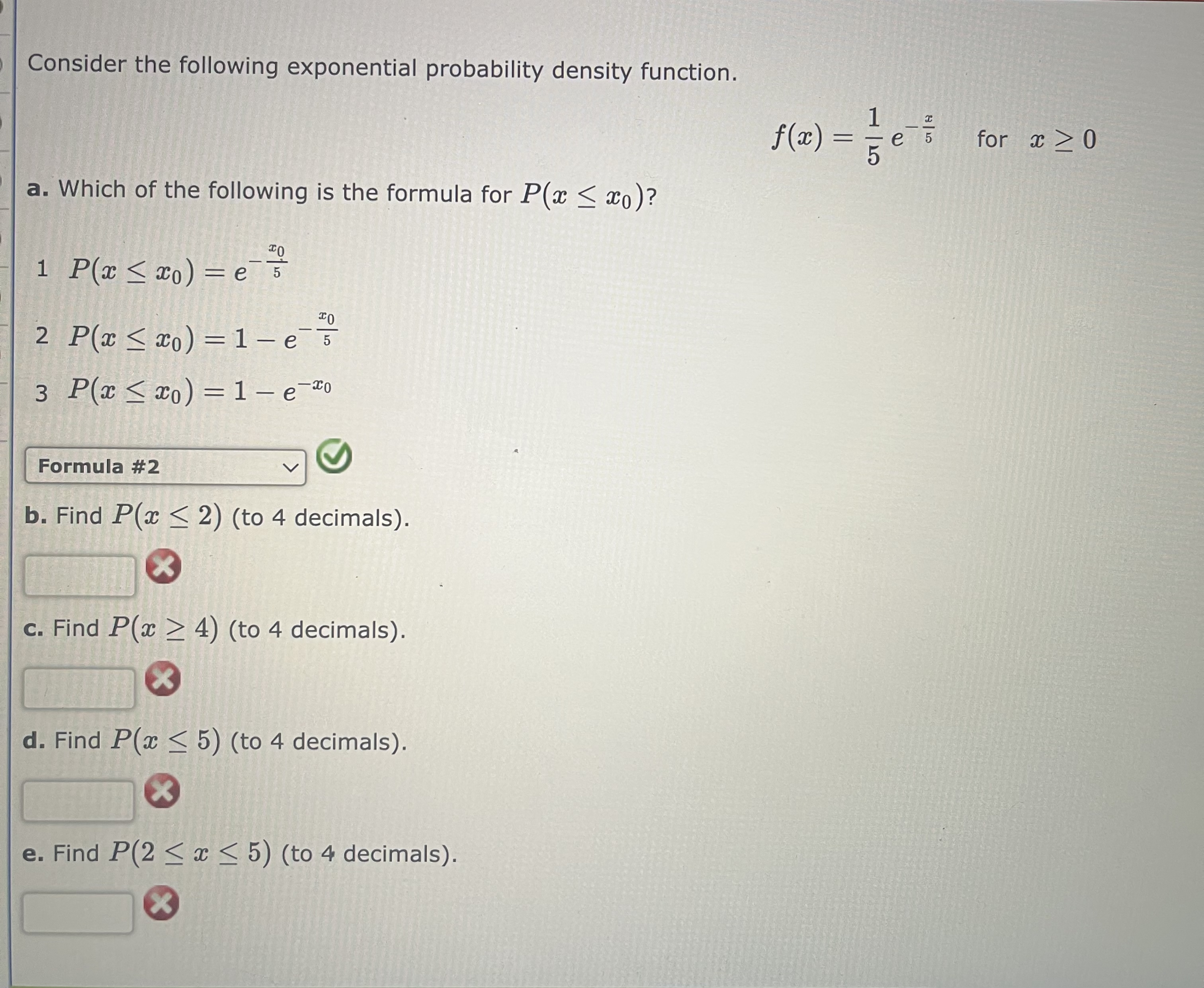 Solved Consider the following exponential probability | Chegg.com