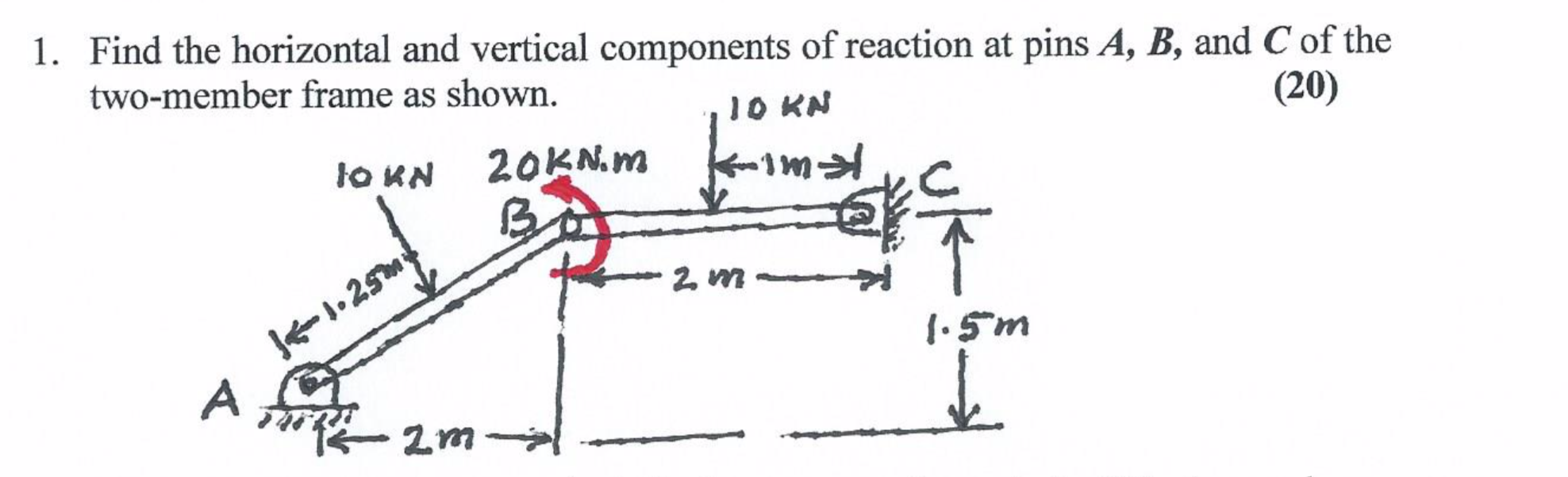 Solved 1. Find the horizontal and vertical components of | Chegg.com