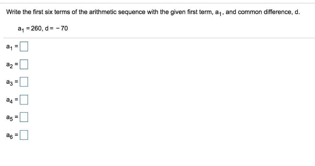 Solved Write The First Six Terms Of The Arithmetic Sequence 1245