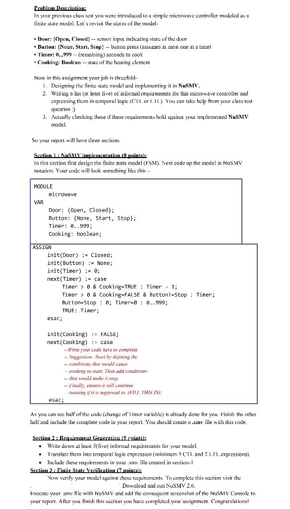 Solved In this section first design the finire sate model | Chegg.com