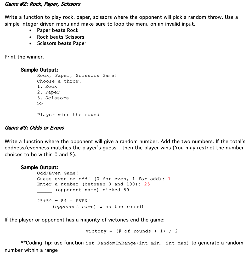 Solved Game #2: Rock, Paper, Scissors Write a function to | Chegg.com