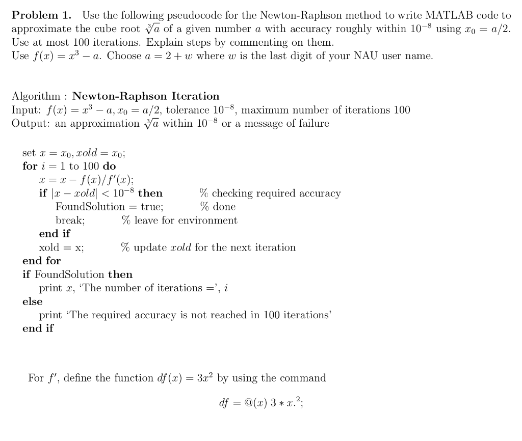 Solved Problem 1. Use the following pseudocode for the | Chegg.com