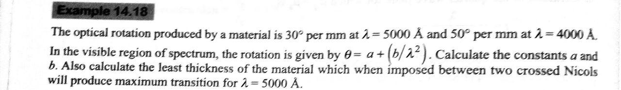 Solved Example 14.18 The optical rotation produced by a | Chegg.com