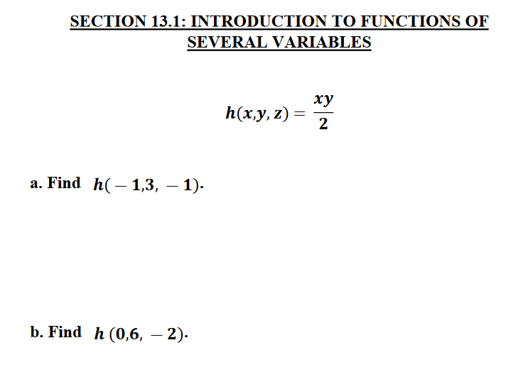 Solved SECTION 13.1: INTRODUCTION TO FUNCTIONS OF SEVERAL | Chegg.com
