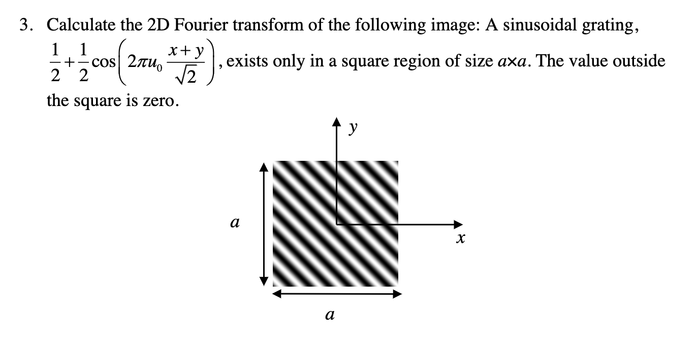 Solved 3. Calculate The 2D Fourier Transform Of The | Chegg.com