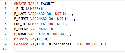 Data base table creating using APEX SQL,i have | Chegg.com
