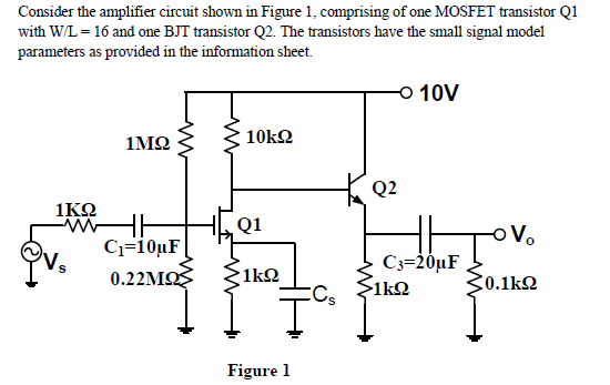 Solved Consider the amplifier circuit shown in Figure 1, | Chegg.com
