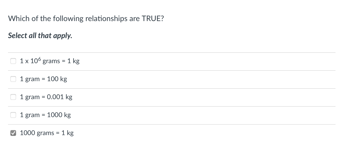 Solved Which of the following relationships are TRUE? Select | Chegg.com