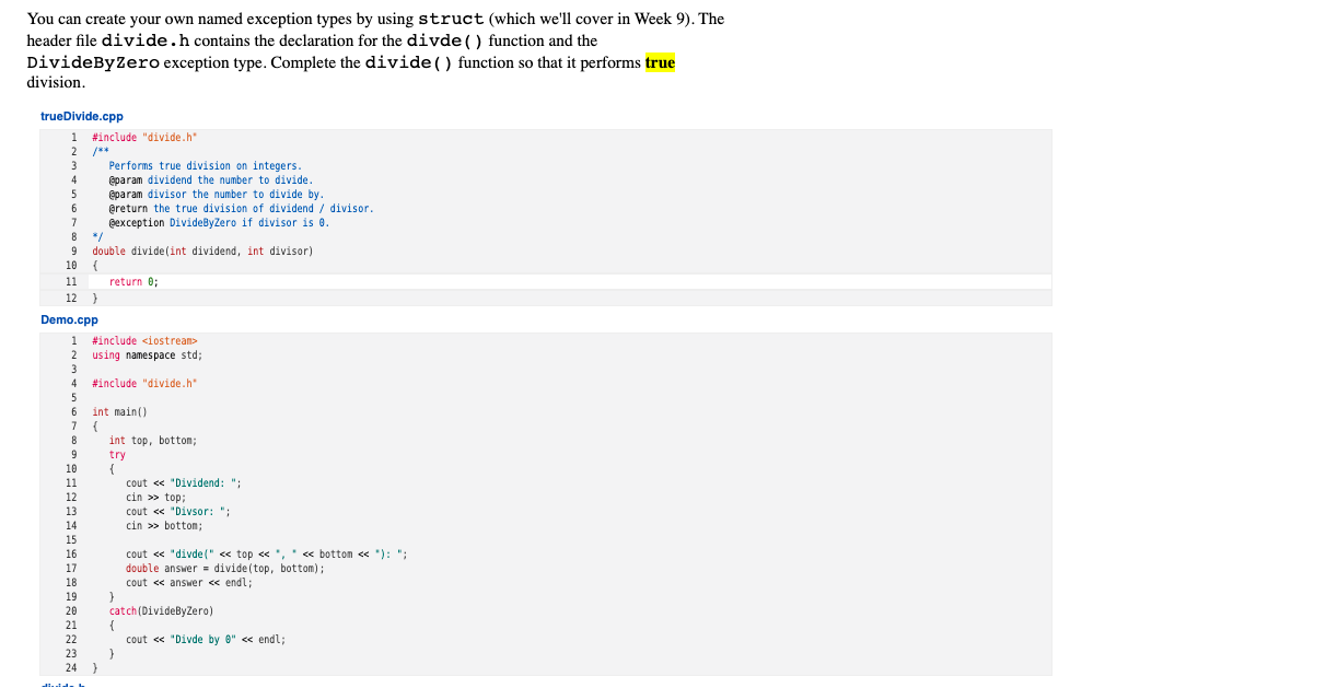 Solved You can create your own named exception types by | Chegg.com