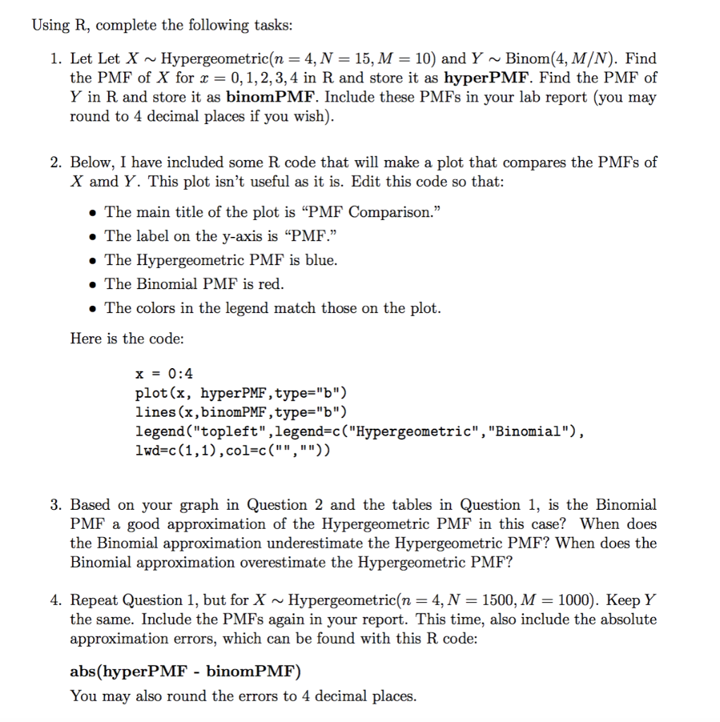 Solved Using R, complete the following tasks: 1. Let Let X | Chegg.com