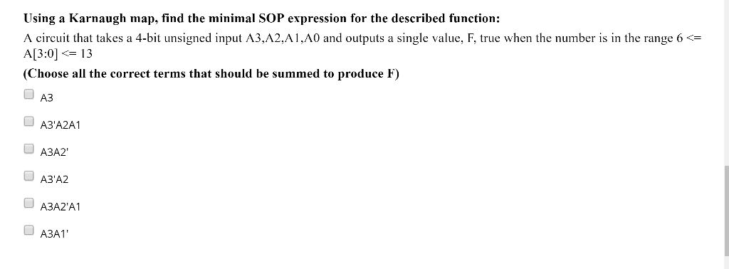 Solved Using a Karnaugh map, find the minimal SOP expression | Chegg.com