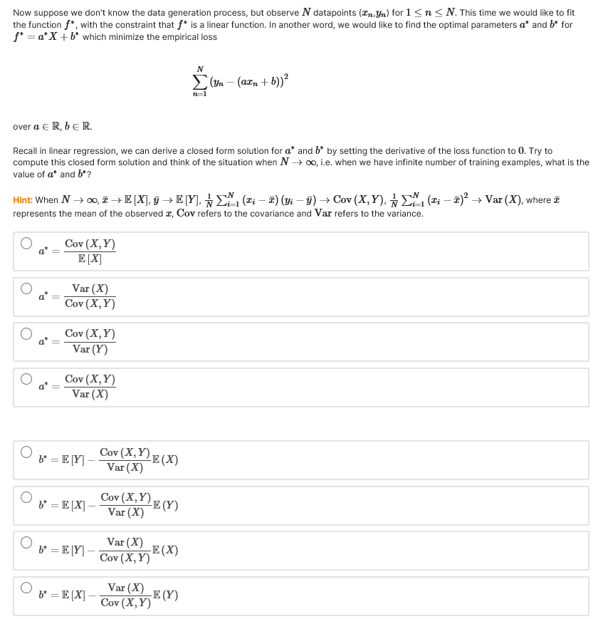 Solved Now Suppose We Don T Know The Data Generation Chegg Com