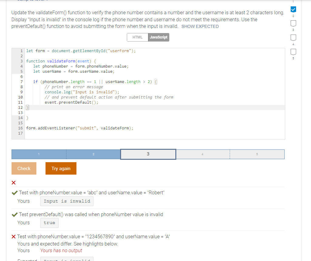 Solved Update the validateForm() function to verify the