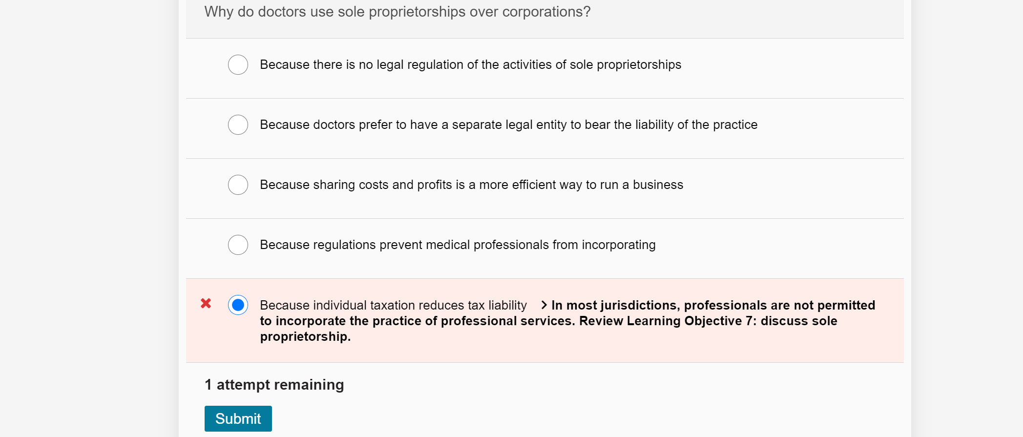 Solved Why do doctors use sole proprietorships over