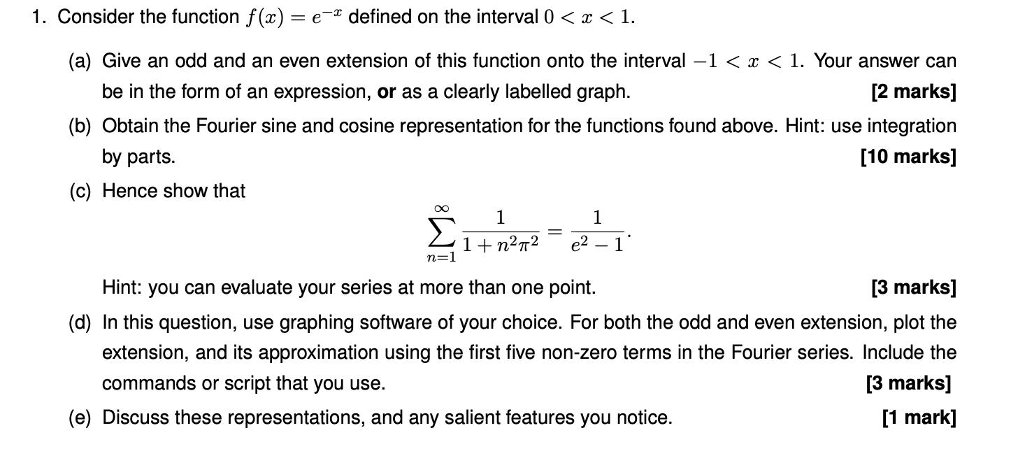 Solved 1 Consider The Function F X E Defined On The Chegg Com