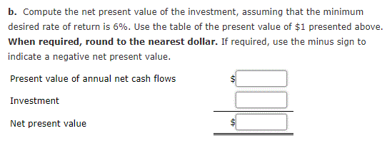 Solved Net Present Value Method for a Service Company | Chegg.com