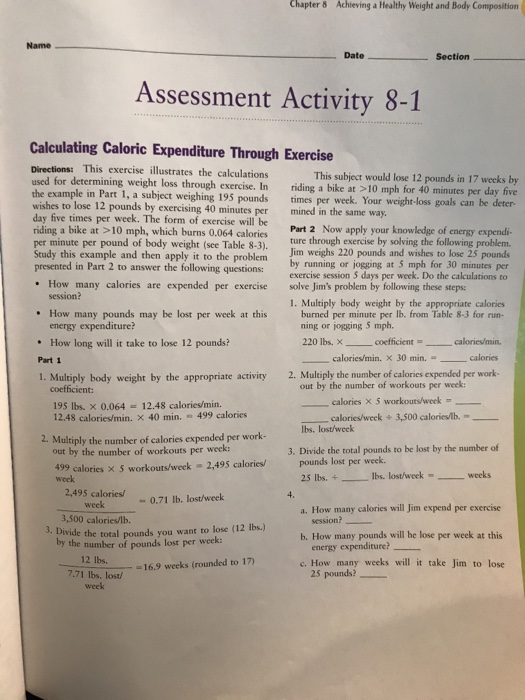 Solved Chapter 8 Achieving a Healthy Weight and Body