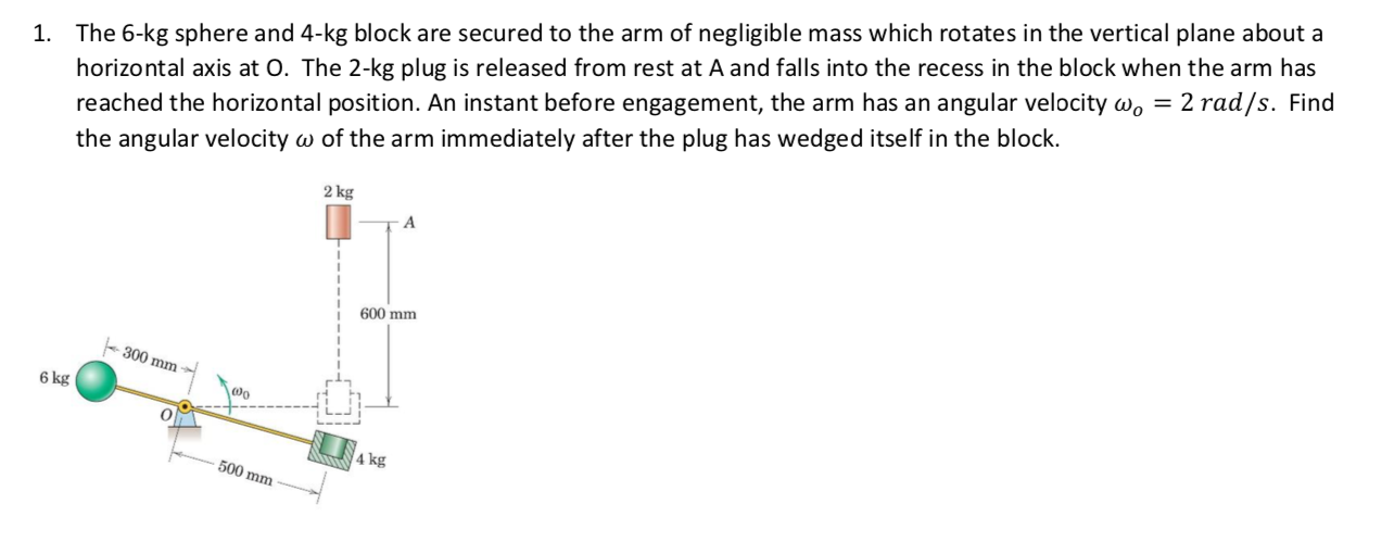 Solved 1. The 6-kg sphere and 4-kg block are secured to the