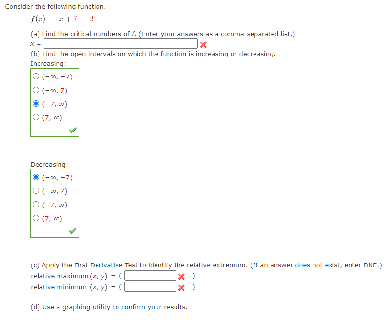 Solved Consider the following function. f(x) = (x + 71 – 2 | Chegg.com