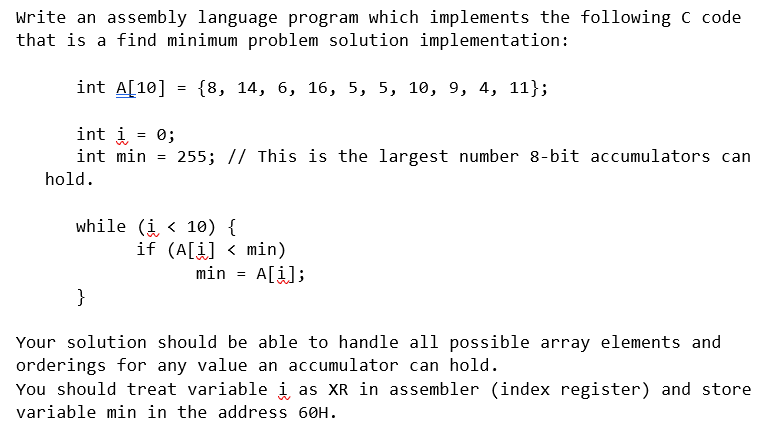 Solved Write An Assembly Language Program Which Implements | Chegg.com