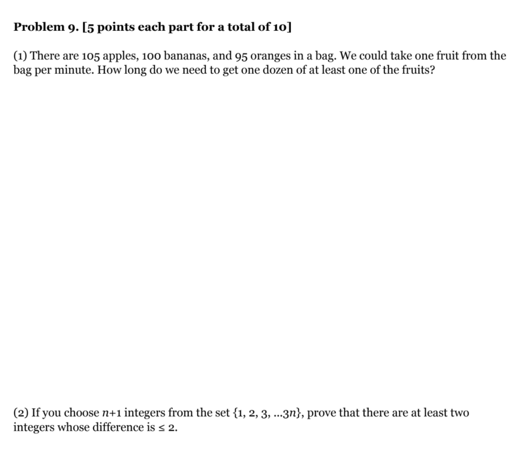 Solved Problem 9. [5 points each part for a total of 10] (1) | Chegg.com