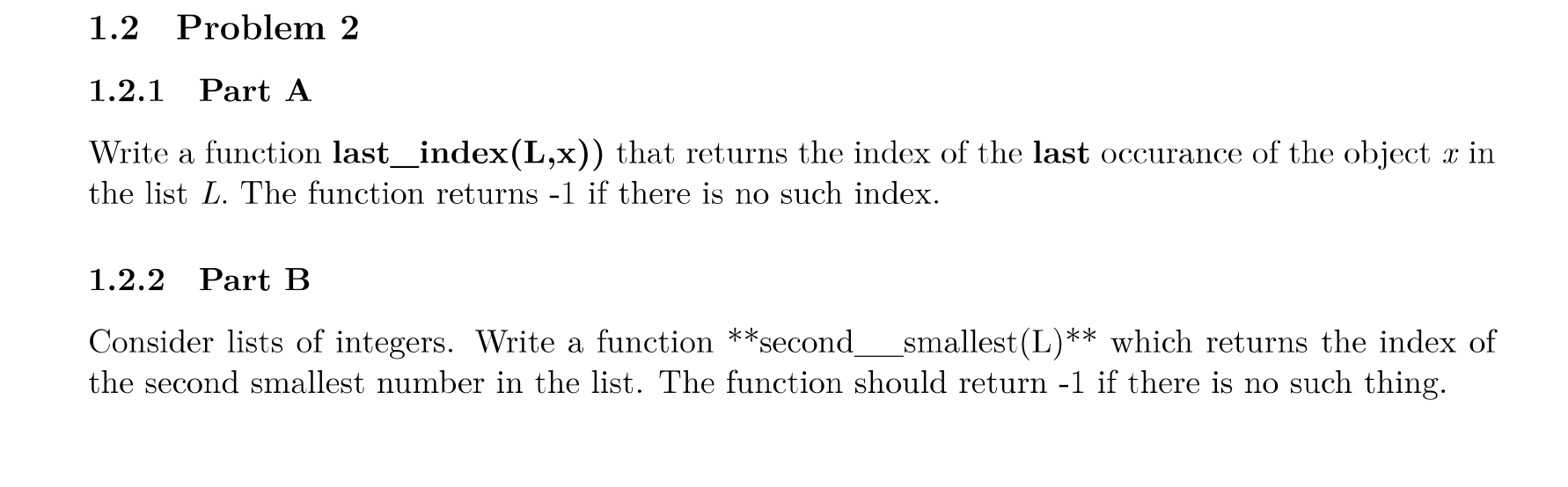 Solved 1.2 Problem 2 1.2.1 Part A Write a function | Chegg.com