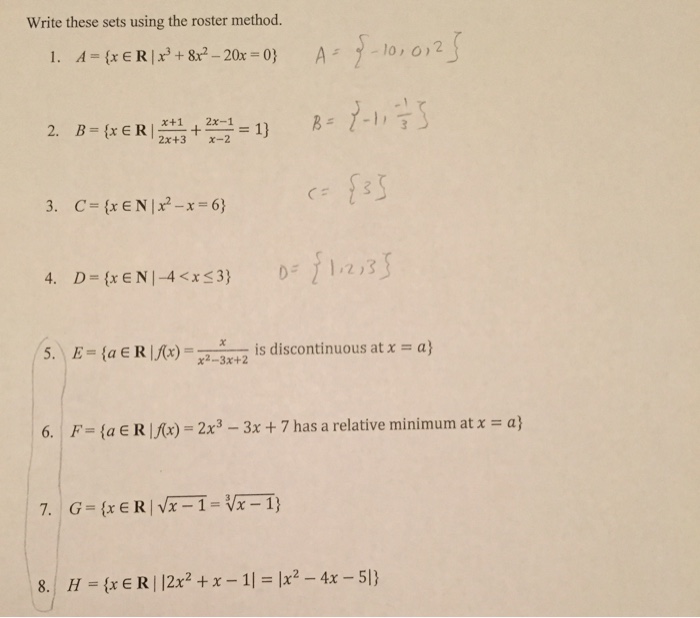 Solved Write these sets using the roster method. .CtrEN6) D | Chegg.com