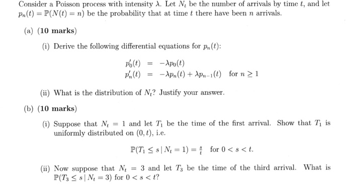 Solved Consider a Poisson process with intensity λ. Let N1 | Chegg.com