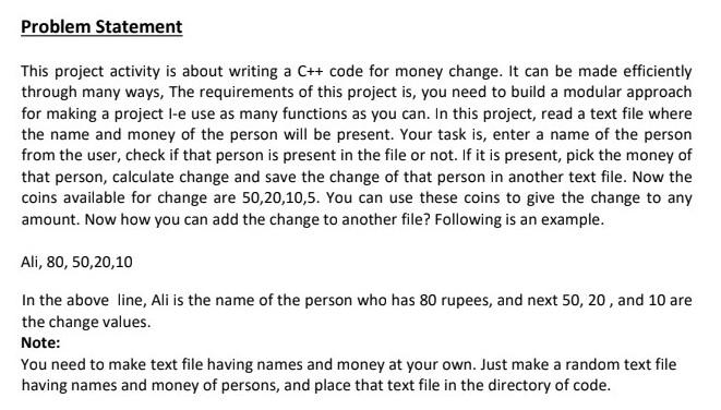 Solved Problem Statement This project activity is about | Chegg.com