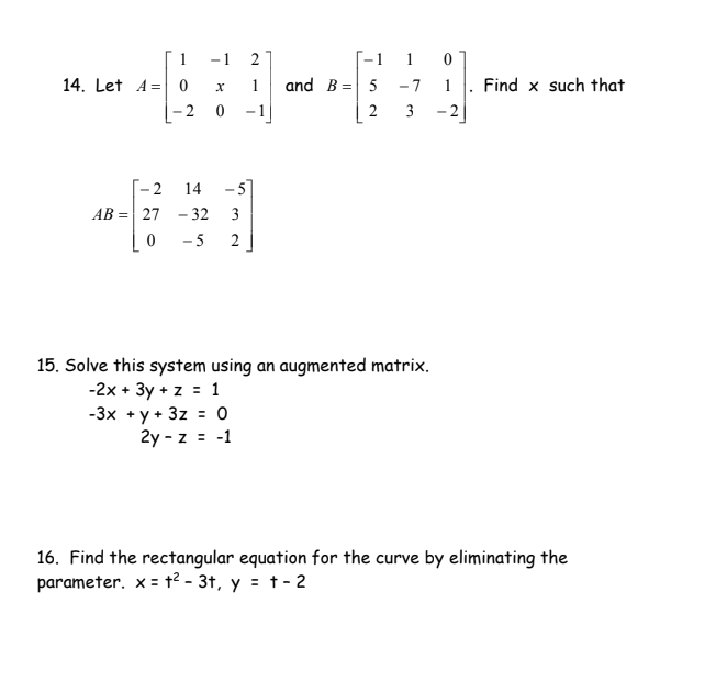 Solved - 1 1 0 1 14. Let A= 0 X -20 2 1 -1 -1 And B = 5 Ina | Chegg.com