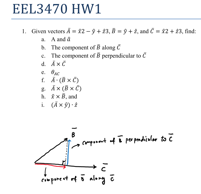 Solved Eel3470 Hw1 A 1 Given Vectors A ĉ2 U Z3 B Chegg Com