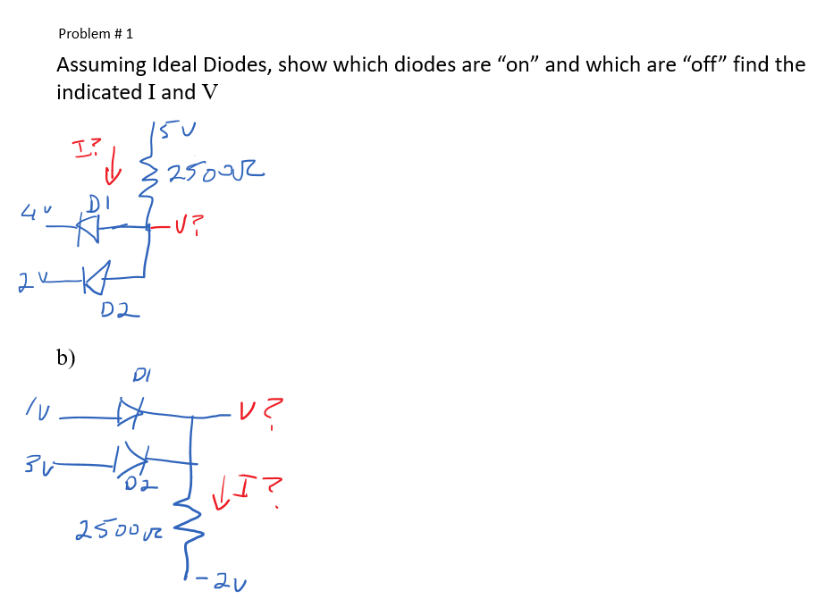 Solved Problem 1 Assuming Ideal Diodes, show which diodes