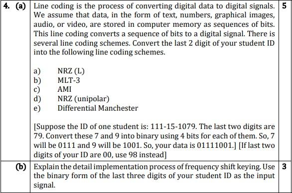 Solved 4. (a) Line coding is the process of converting | Chegg.com