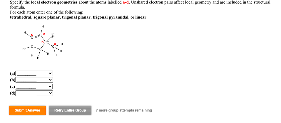 Solved Specify The Local Electron Geometries About The Atoms | Chegg.com