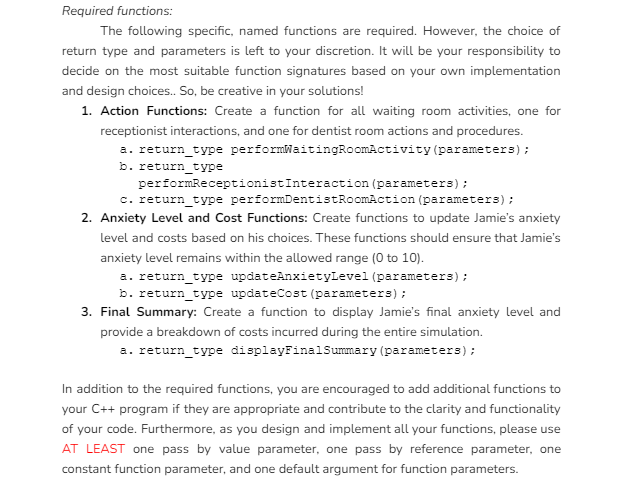 Solved In C++Required functions:The following specific, | Chegg.com