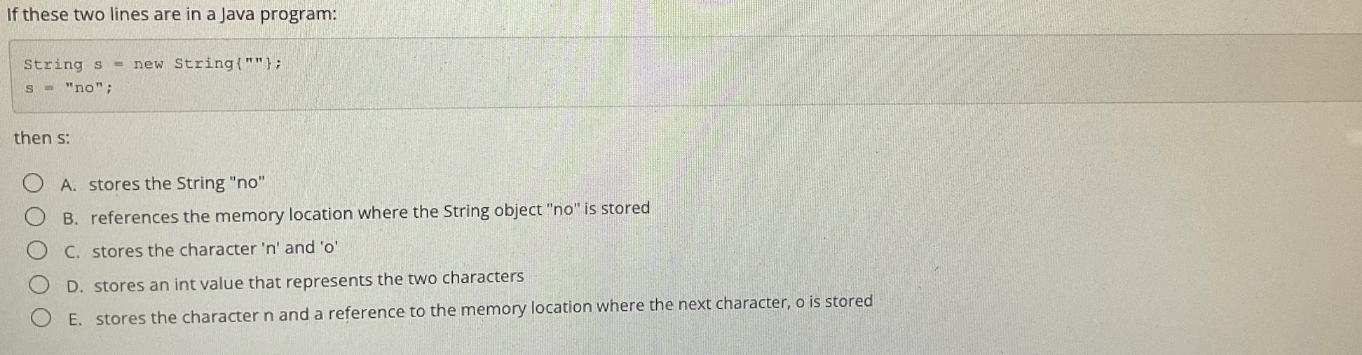 Solved If these two lines are in a Java program: ﻿String s= | Chegg.com