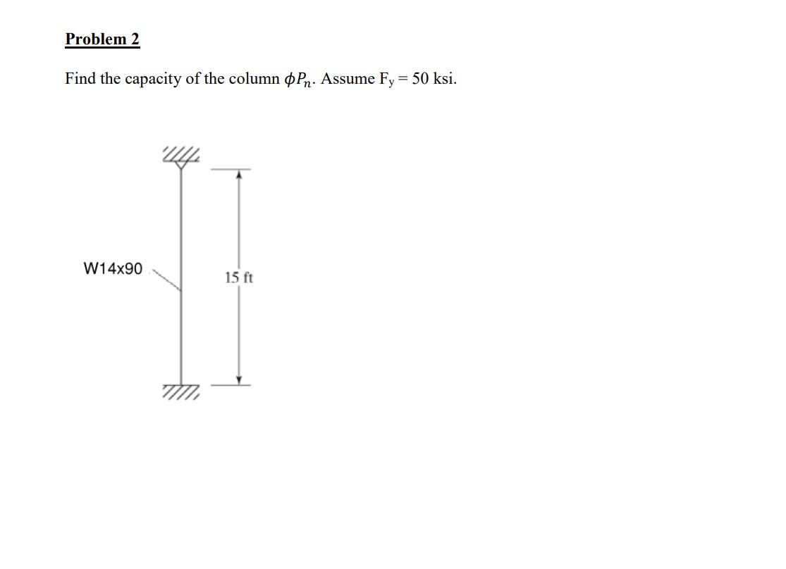 Solved Find the capacity of the column 𝜙𝑃𝑛. Assume Fy = | Chegg.com