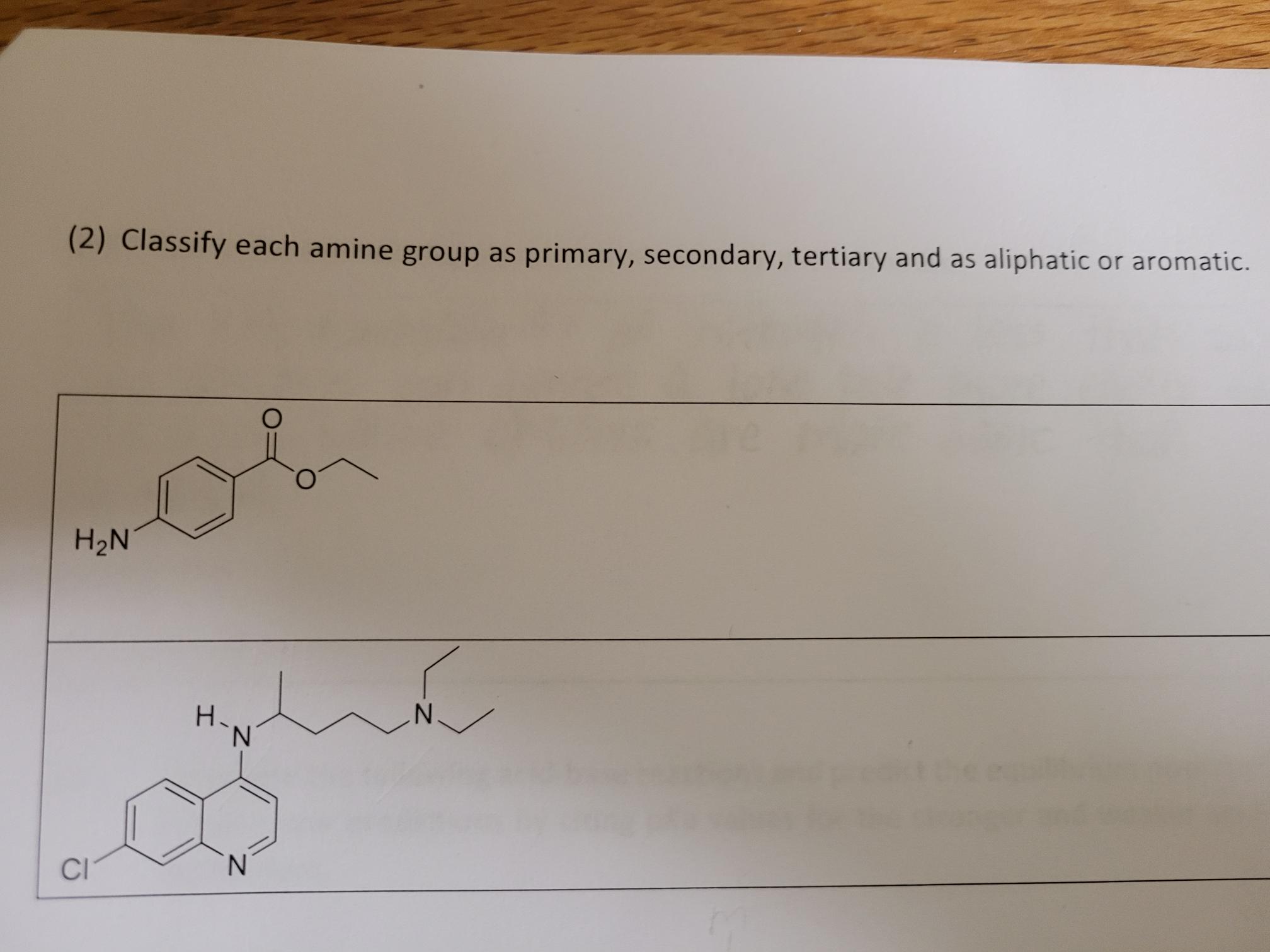 Solved 2 ﻿classify Each Amine Group As Primary Secondary