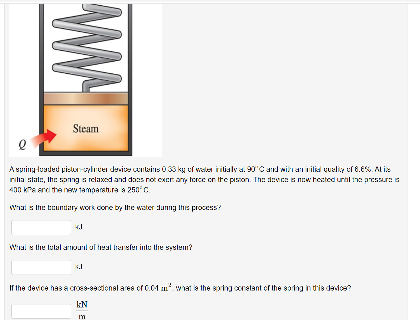 Solved A springloaded pistoncylinder device contains 0.33