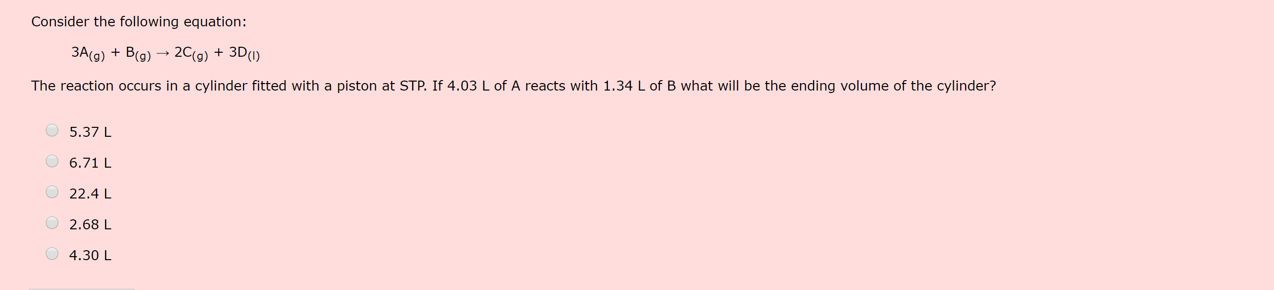 Solved Consider the following equation: 3A(g) + B(g) → 2C(g) | Chegg.com