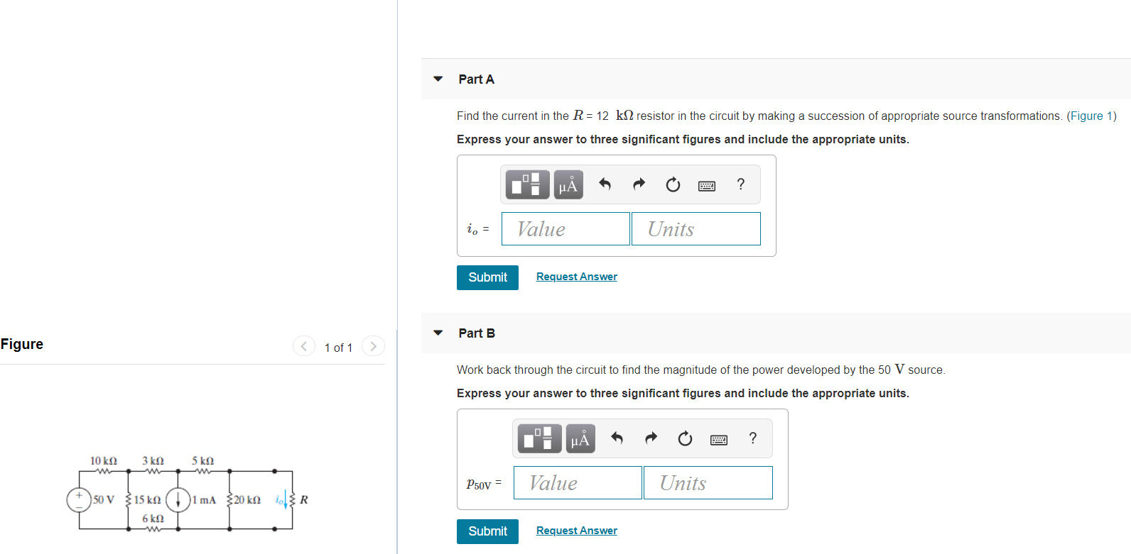 Solved Part A Find the current in the R = 12 kN2 resistor in | Chegg.com