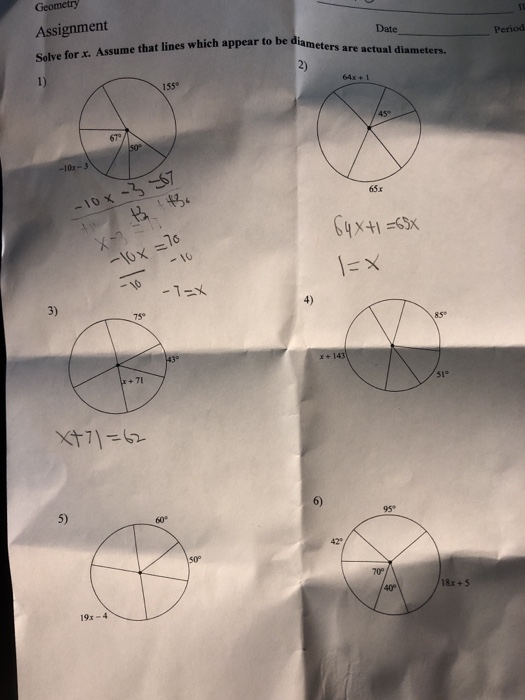 geometry assignment solve for x