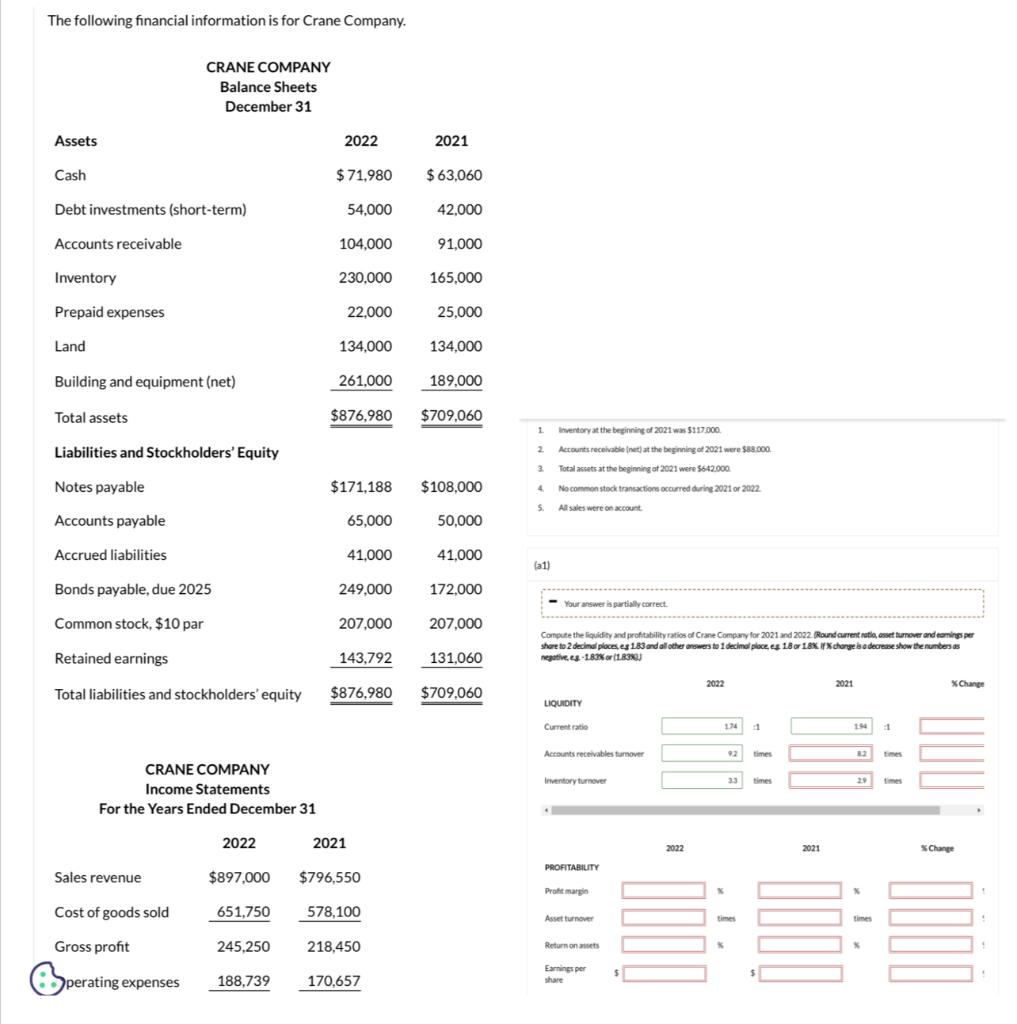 Solved Compute the liquidity and profitability ratios | Chegg.com